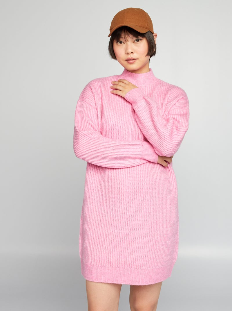 Robe pull côtelé Rose - Kiabi