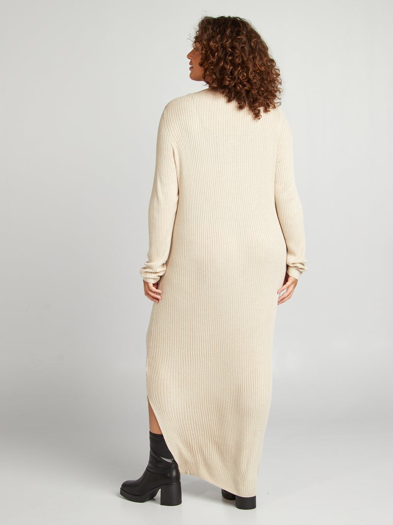 Robe pull côtelée Beige - Kiabi
