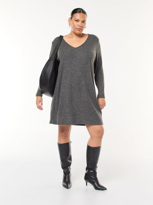 Robe pull coupe courte en maille lourde - Kiabi