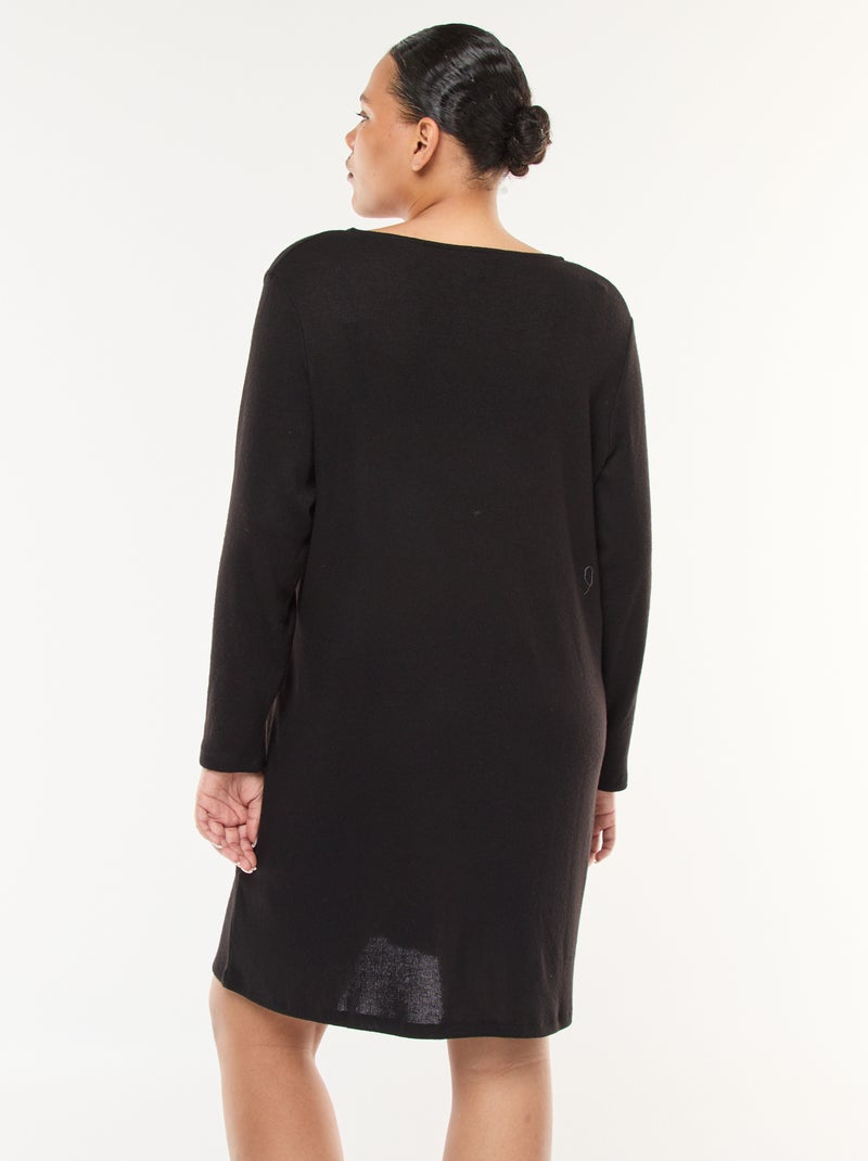Robe pull coupe courte en maille lourde Noir - Kiabi