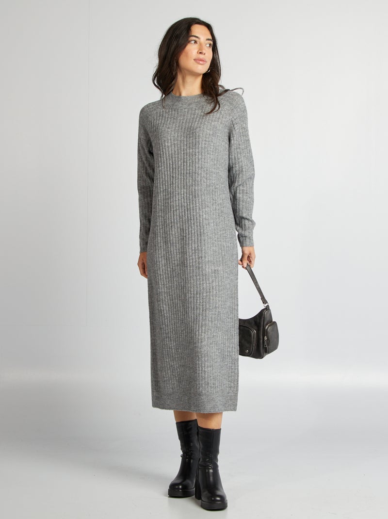 Robe pull coupe midi Gris - Kiabi