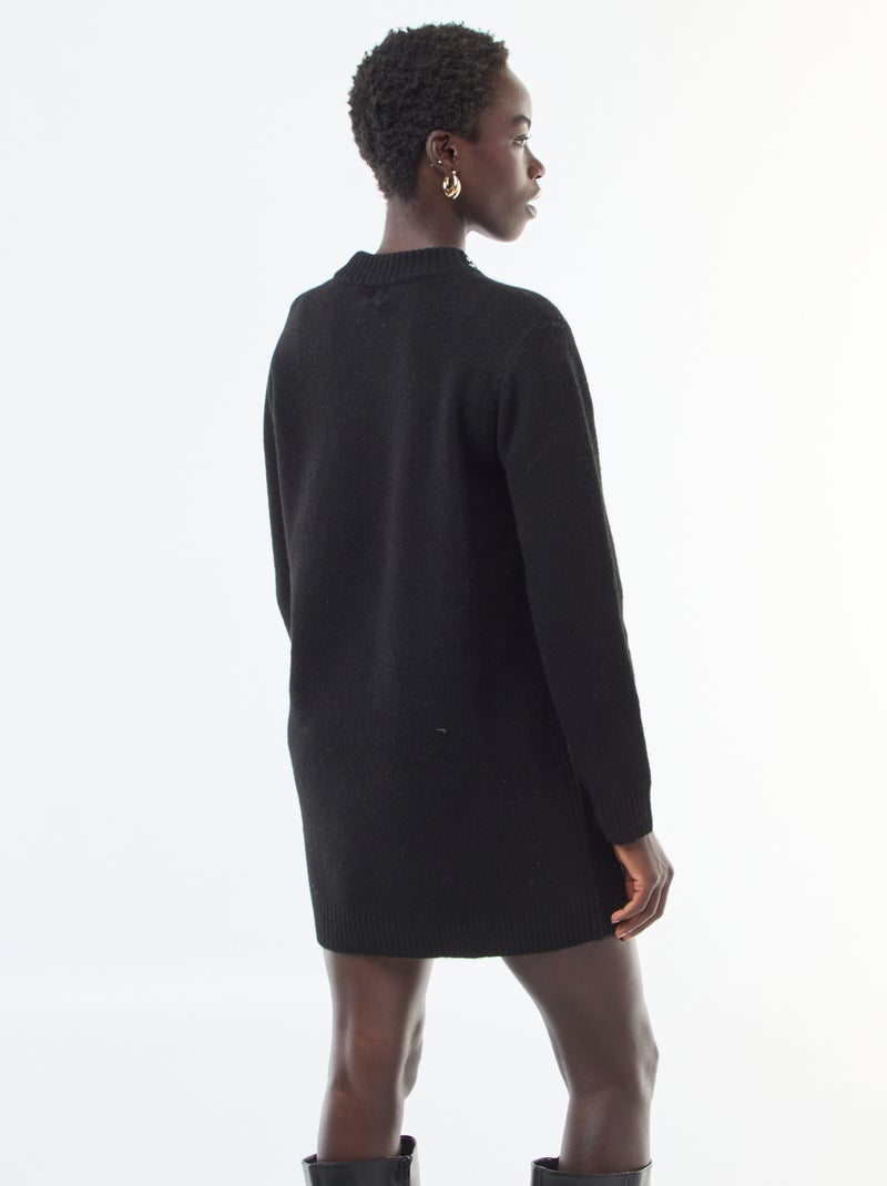 Robe pull courte avec col à strass Noir - Kiabi