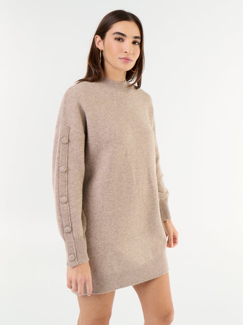 Robe pull courte avec manches boutonnées - Kiabi Robe pull courte avec manches boutonnées - Kiabi