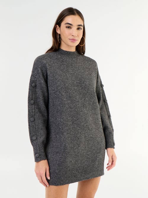 Robe pull courte avec manches boutonnées - Kiabi Robe pull courte avec manches boutonnées - Kiabi