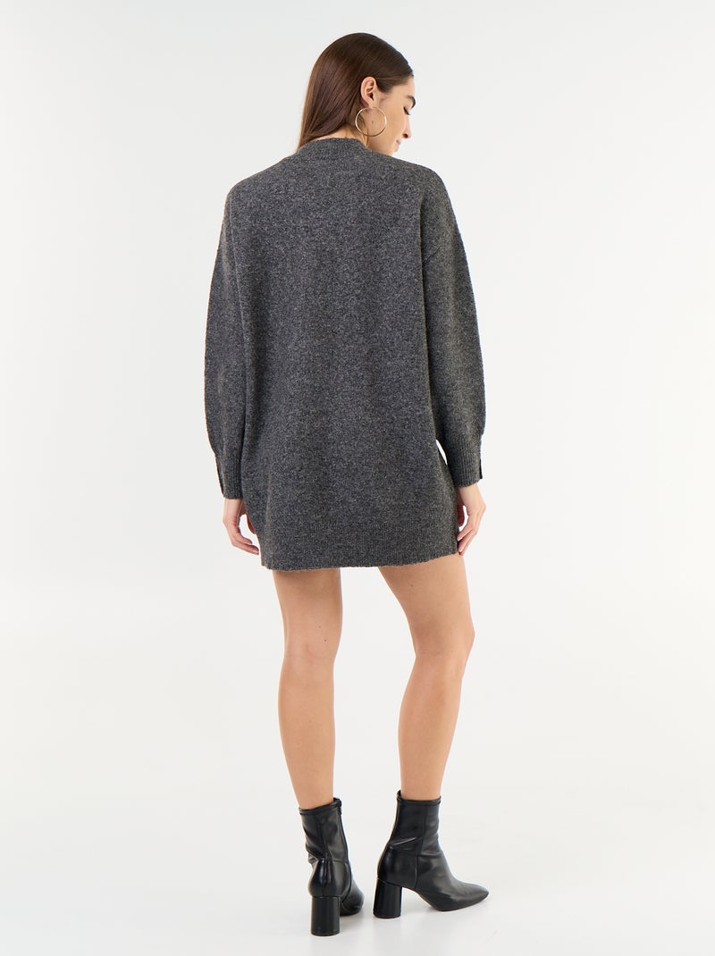 Robe pull courte avec manches boutonnées Gris - Kiabi
