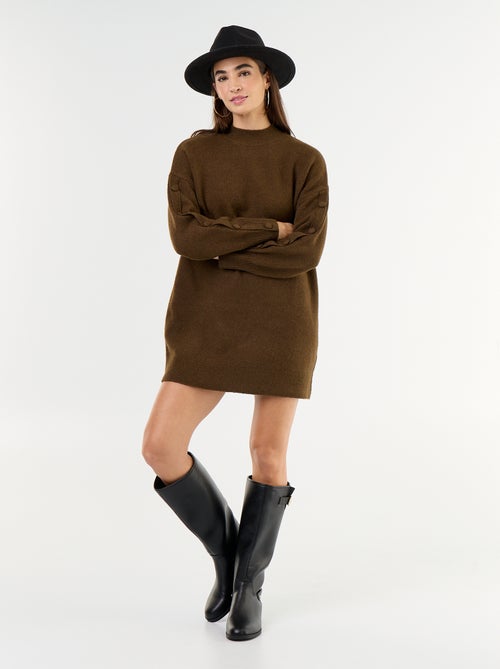 Robe pull courte avec manches boutonnées - Kiabi Robe pull courte avec manches boutonnées - Kiabi