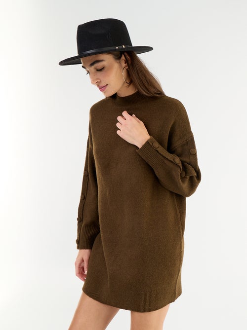Robe pull courte avec manches boutonnées - Kiabi Robe pull courte avec manches boutonnées - Kiabi