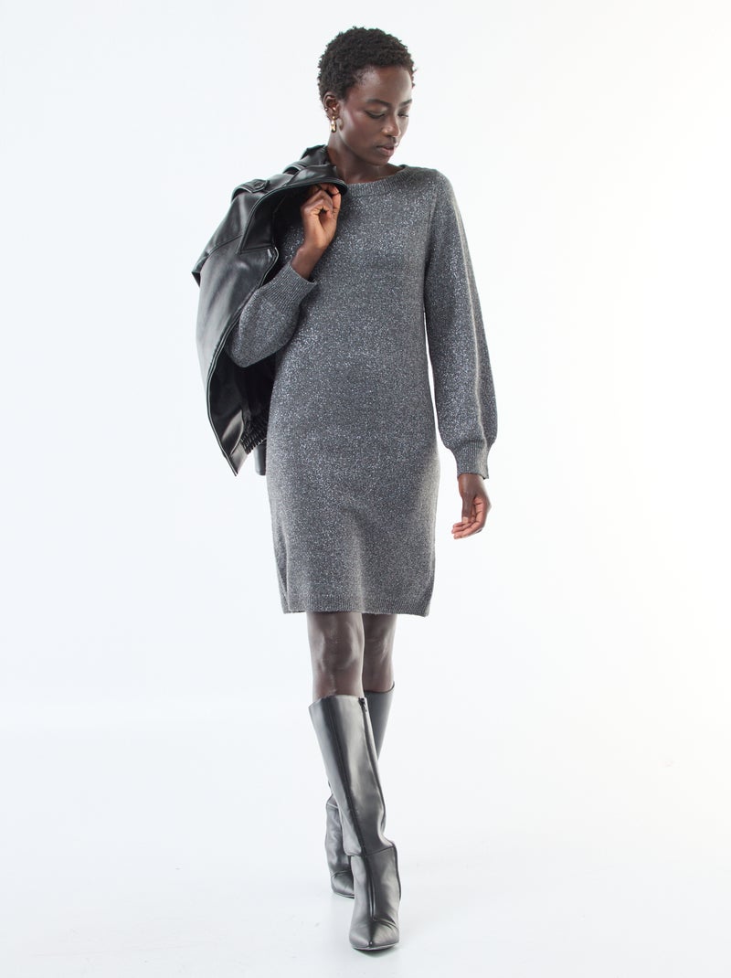 Robe pull courte brillante Gris - Kiabi