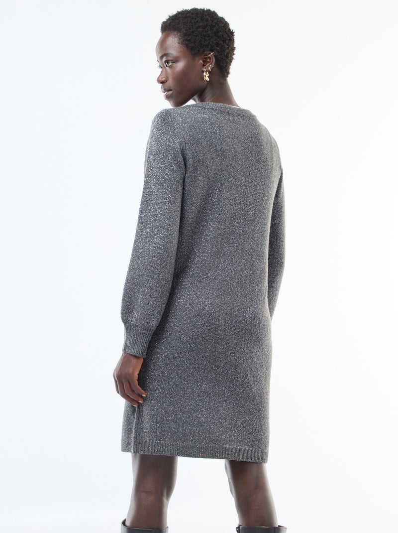Robe pull courte brillante Gris - Kiabi