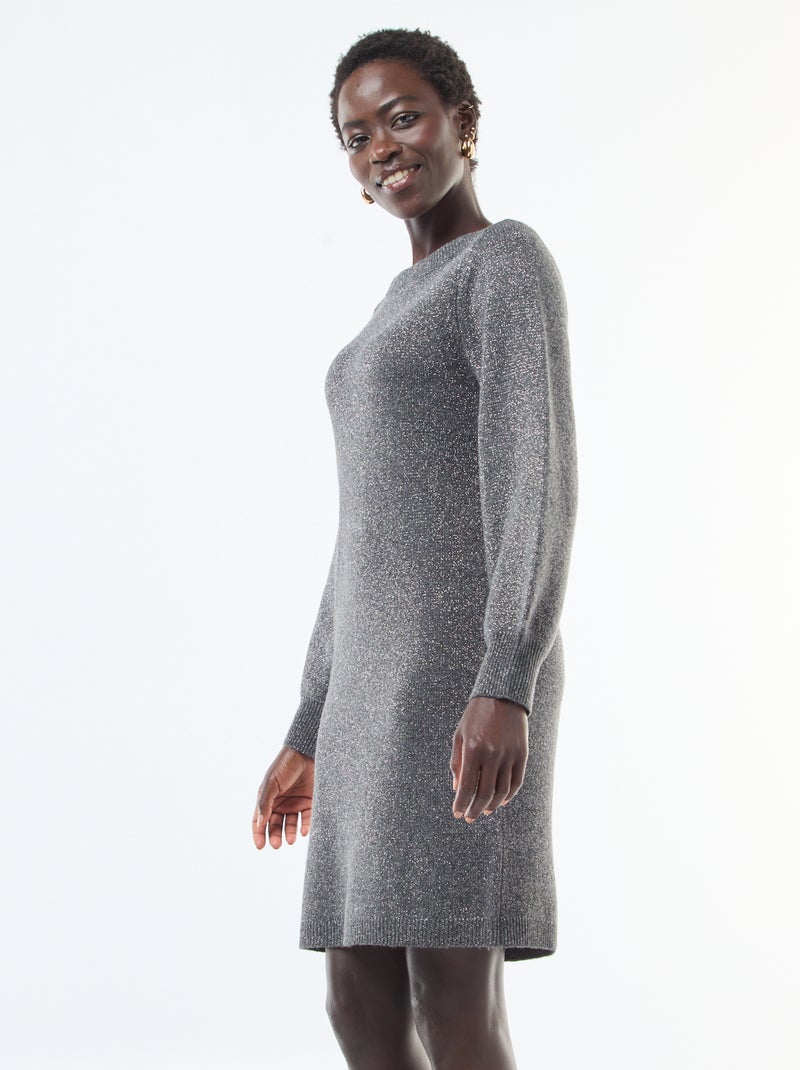 Robe pull courte brillante Gris - Kiabi