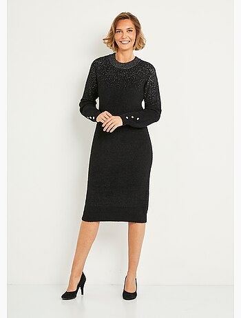 Robe pull courte brillante maille poilue - Afibel