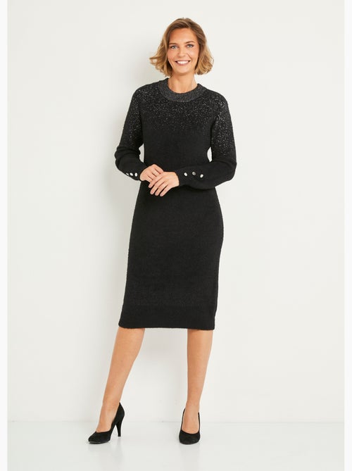 Robe pull courte brillante maille poilue - Afibel - Kiabi