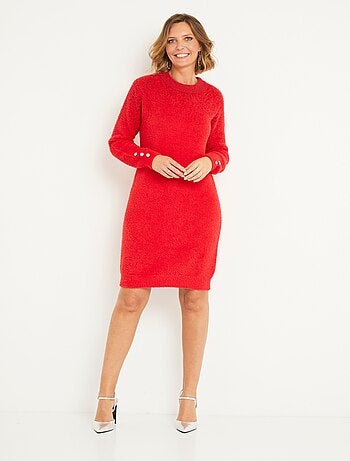 Robe pull courte brillante maille poilue - Afibel
