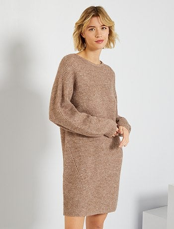 robe pull marron femme
