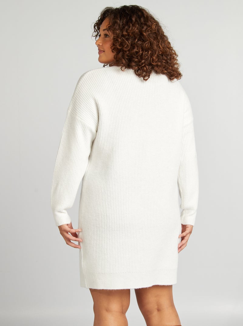 Robe pull courte en maille blanc - Kiabi