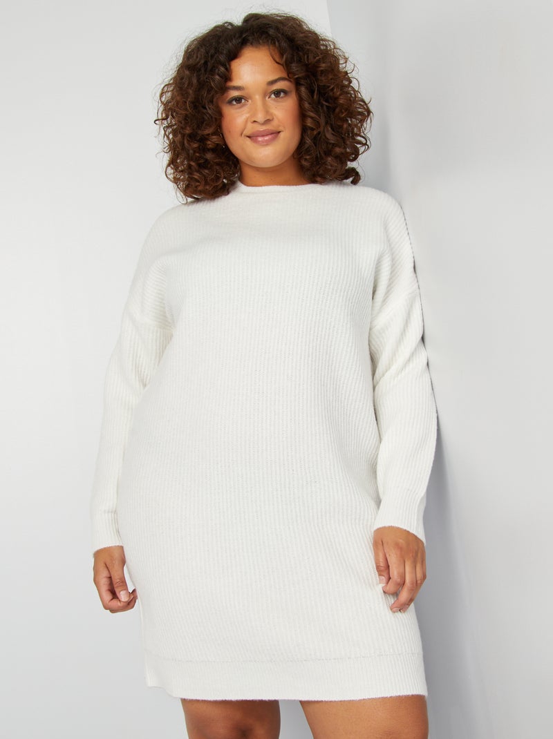 Robe pull courte en maille blanc - Kiabi