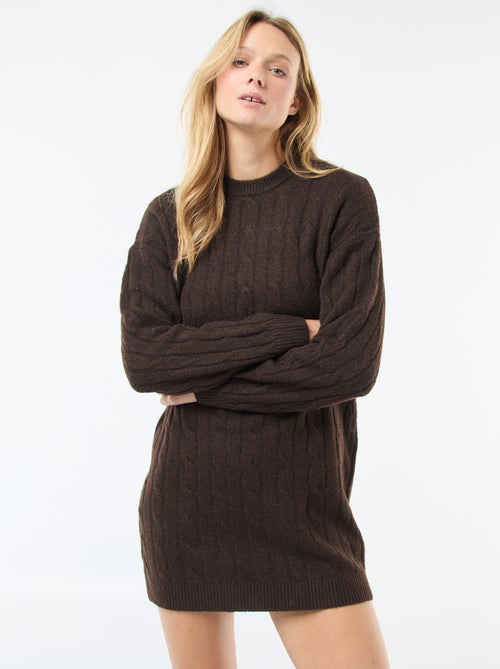 Robe pull courte en maille torsade - Kiabi