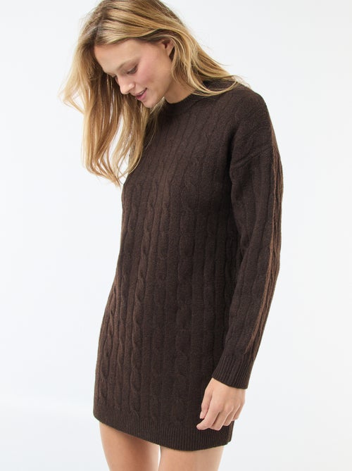 Robe pull courte en maille torsade - Kiabi