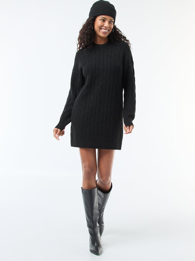 Kiabi Robe Pull Longue Pull Noir Femme Kiabi Robe Pull Courte En Maille  Torsade Noir Femme Kiabi