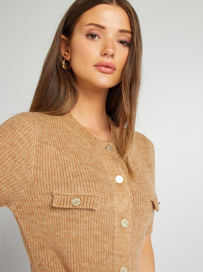 Robe pull courte en tricot BEIGE - Kiabi