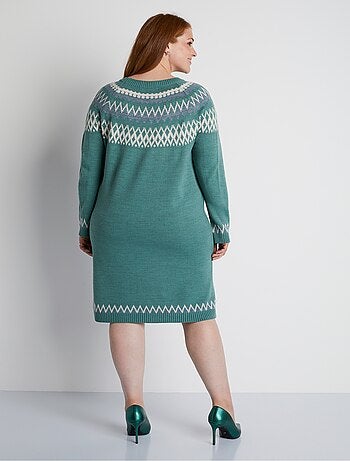 Robe pull courte jacquard soleil