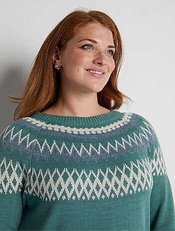 Robe pull courte jacquard soleil