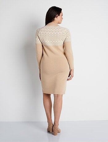 Robe pull courte maille jacquard