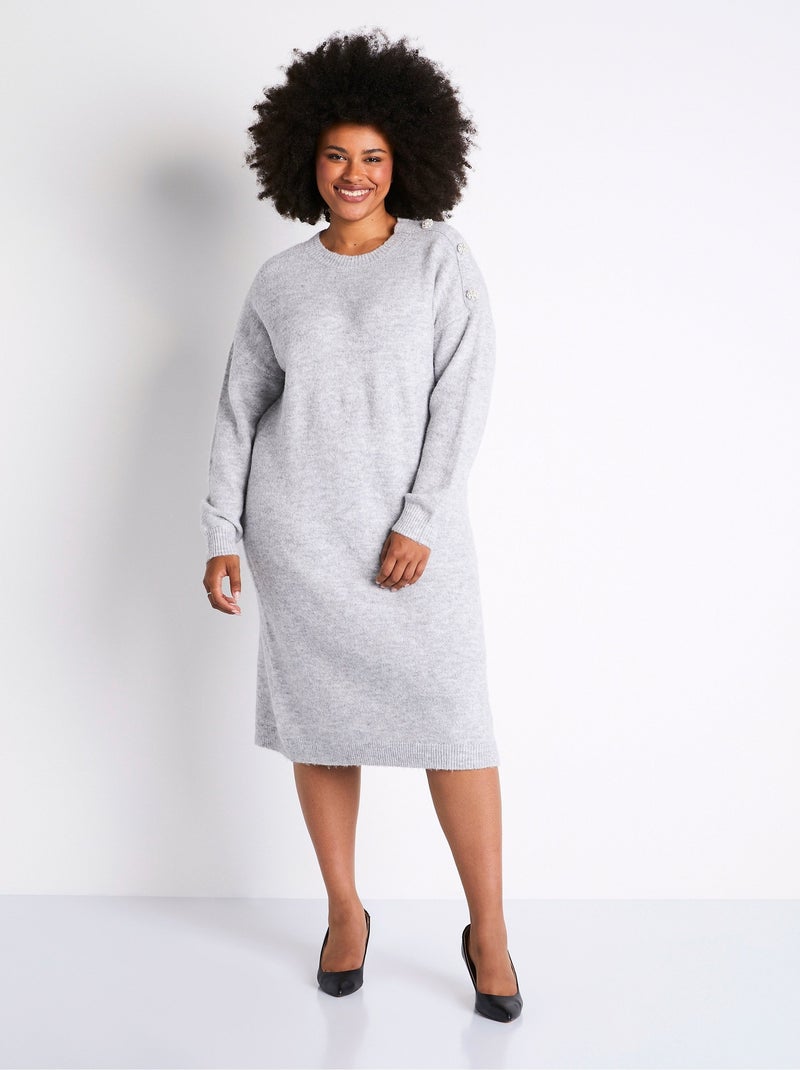 Robe pull courte maille jersey chinée Gris clair - Kiabi