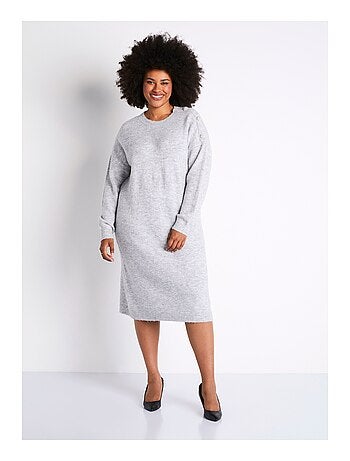 Robe pull courte maille jersey chinée