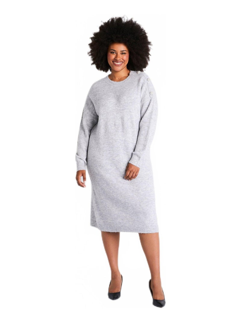 Robe pull courte maille jersey chinée Gris - Kiabi