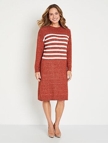 Robe pull courte maille jersey chinée