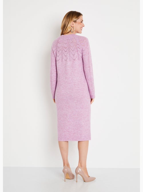 Robe-pull courte tricot ajouré col rond - Afibel - Kiabi