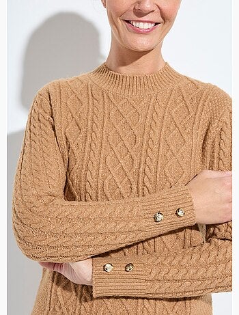 Robe-pull courte tricot uni col rond - Afibel