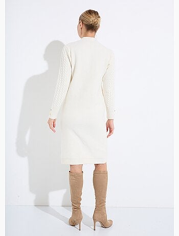 Robe-pull courte tricot uni col rond - Afibel