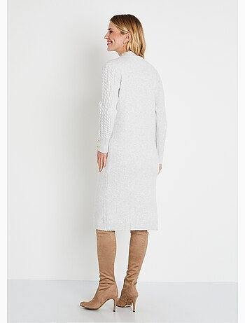 Robe-pull courte tricot uni col rond - Afibel