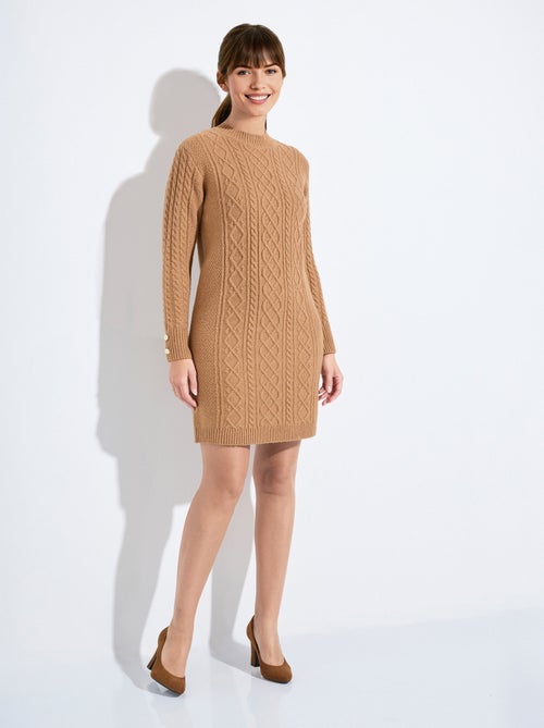 Robe-pull courte tricot uni col rond - Kiabi