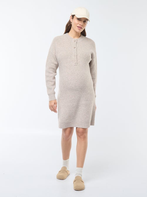 Robe pull d'allaitement à ouverture boutonnée - Kiabi