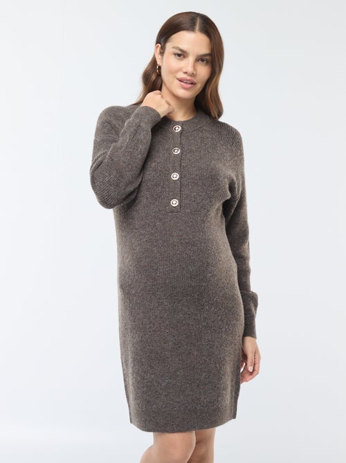 Robe pull d'allaitement à ouverture boutonnée - Kiabi