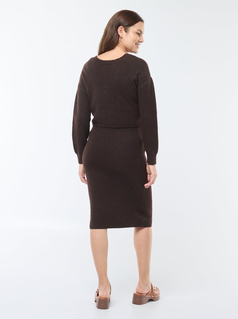 Robe pull de maternité 2-en-1 Marron - Kiabi