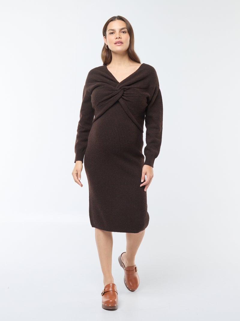Robe pull de maternité 2-en-1 Marron - Kiabi