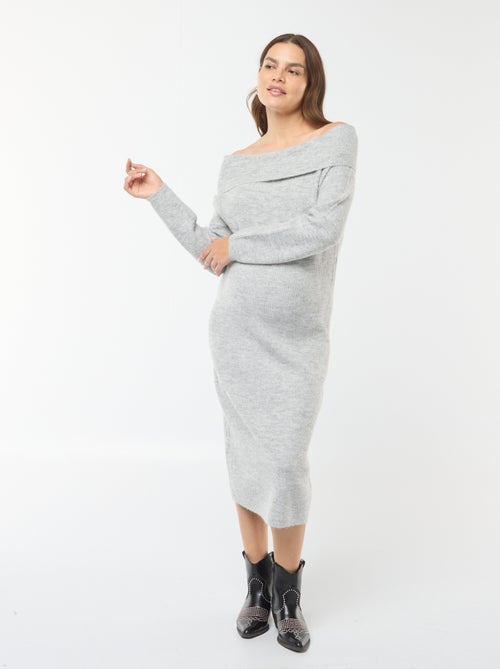 Robe pull de maternité encolure bardot - Kiabi