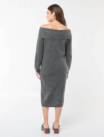 Robe pull de maternité encolure bardot