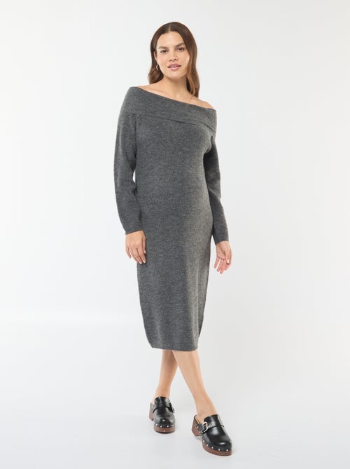 Robe pull de maternité encolure bardot - Kiabi