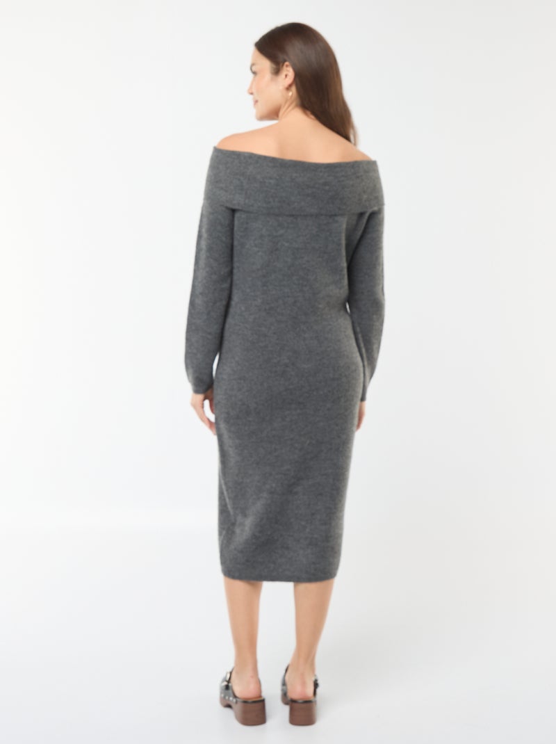 Robe pull de maternité encolure bardot Gris foncé - Kiabi