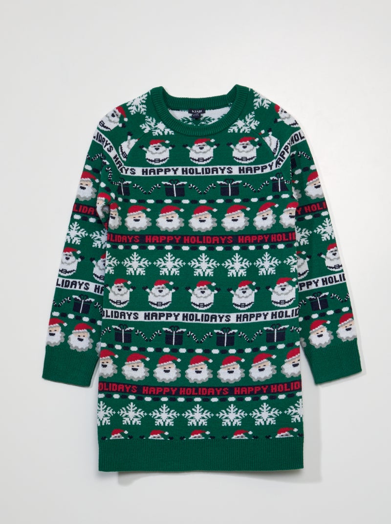 Robe pull de Noël en maille Vert - Kiabi