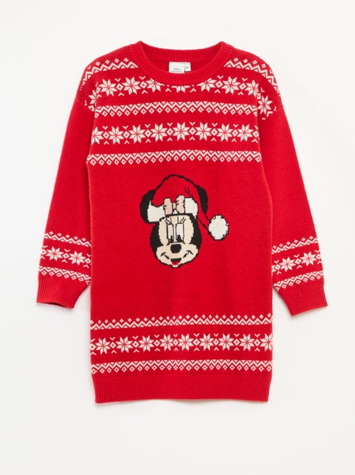 Robe pull de Noël 'Minnie' unie - Kiabi