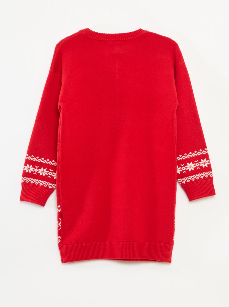 Robe pull de Noël 'Minnie' unie Rouge - Kiabi