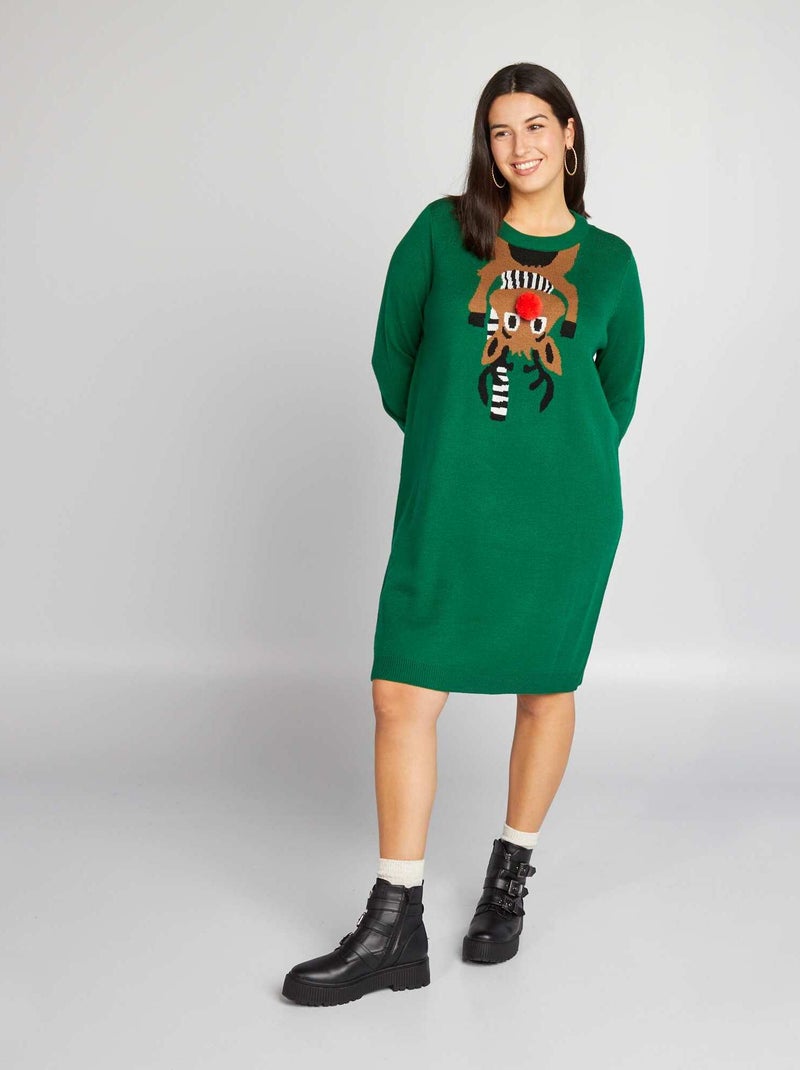 Robe pull de Noël 'Only Carmakoma' Vert - Kiabi