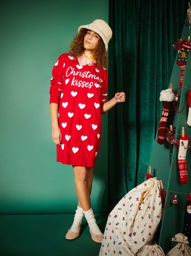 Robe pull de Noël Rouge - Kiabi