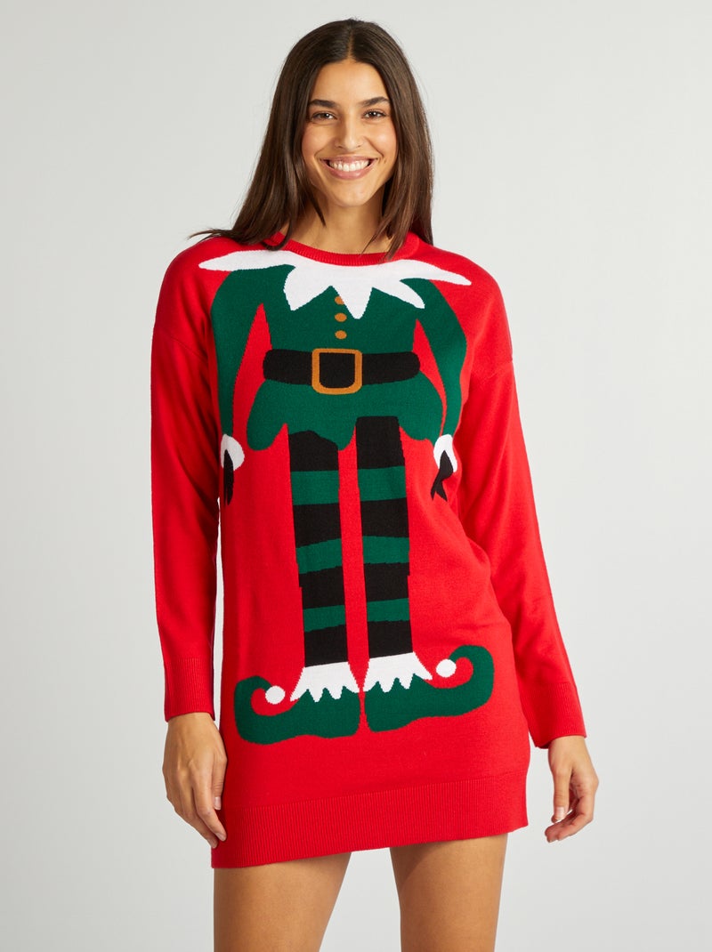 Robe pull de Noël Rouge - Kiabi